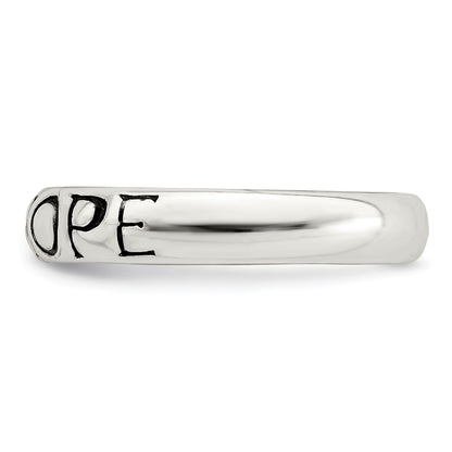Sterling Silver Antiqued & Polished Hope Ring (Size 7 Only)