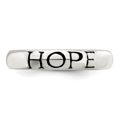 Sterling Silver Antiqued & Polished Hope Ring (Size 7 Only)