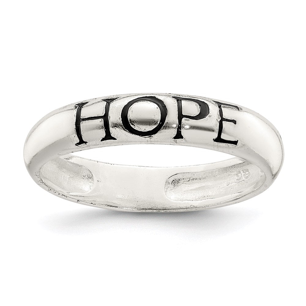 Sterling Silver Antiqued & Polished Hope Ring (Size 7 Only)