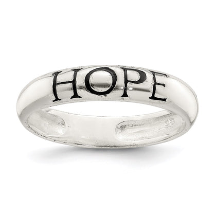 Sterling Silver Antiqued & Polished Hope Ring (Size 7 Only)