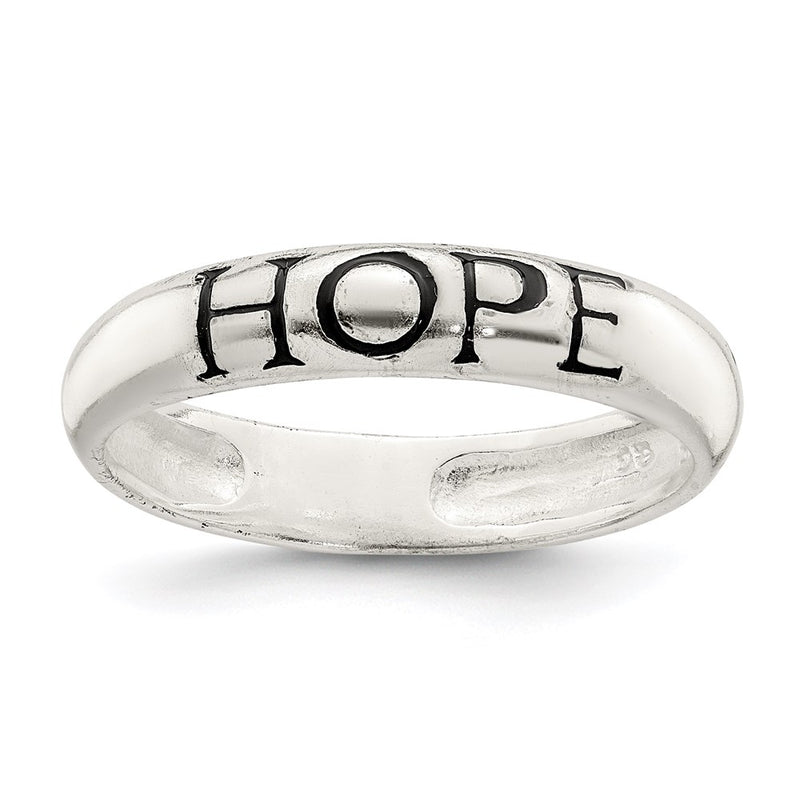 Sterling Silver Antiqued & Polished Hope Ring (Size 7 Only)