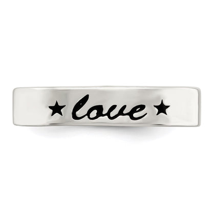 Sterling Silver Antiqued & Polished Love Ring (Size 7 Only)
