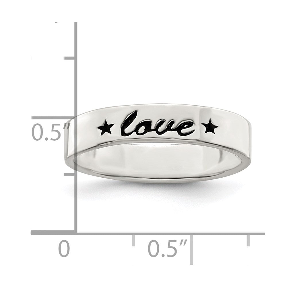 Sterling Silver Antiqued & Polished Love Ring (Size 7 Only)