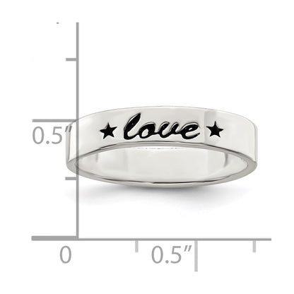 Sterling Silver Antiqued & Polished Love Ring (Size 7 Only)