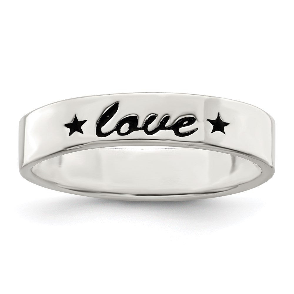Sterling Silver Antiqued & Polished Love Ring (Size 7 Only)