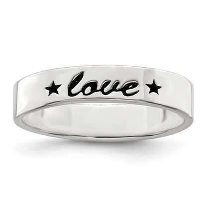 Sterling Silver Antiqued & Polished Love Ring (Size 7 Only)