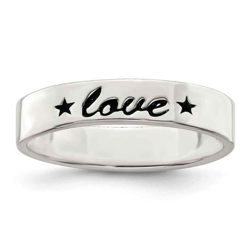 Sterling Silver Antiqued & Polished Love Ring (Size 7 Only)