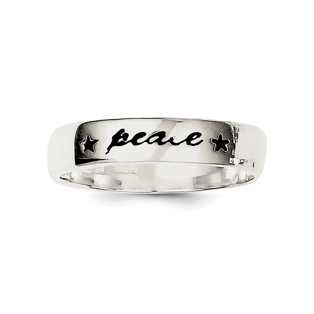 Sterling Silver Antiqued & Polished Peace Ring (Size 7 Only)