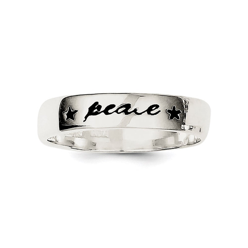 Sterling Silver Antiqued & Polished Peace Ring (Size 7 Only)