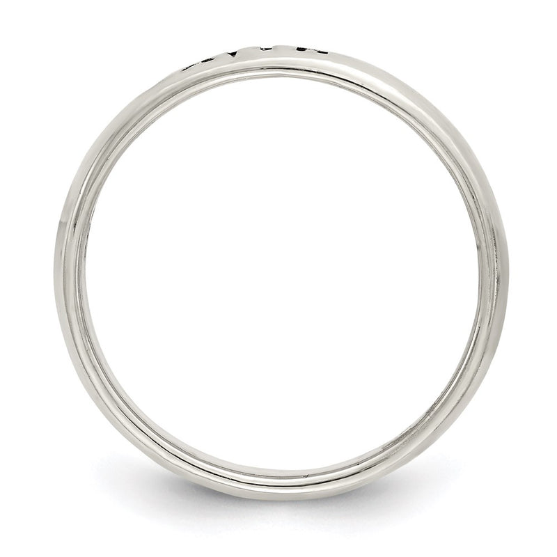 Sterling Silver Antiqued And Polished Faith Ring (Size 8 Only)