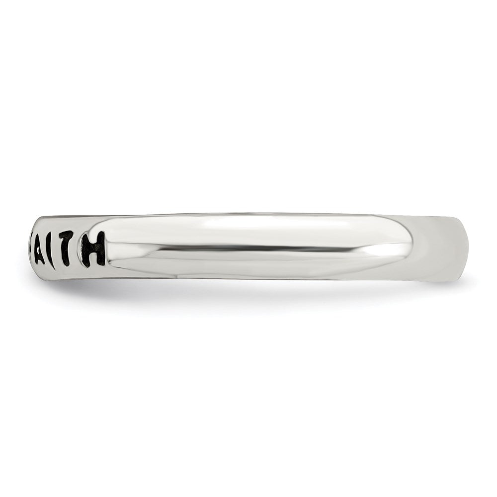 Sterling Silver Antiqued And Polished Faith Ring (Size 8 Only)