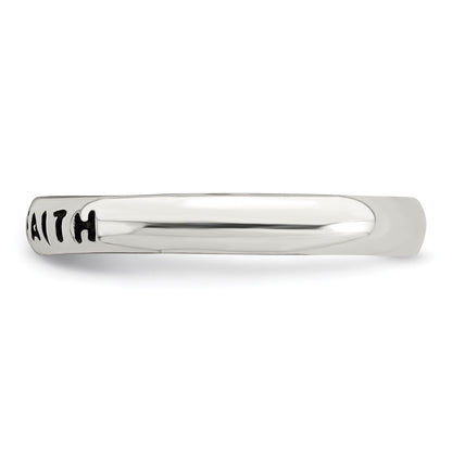 Sterling Silver Antiqued And Polished Faith Ring (Size 8 Only)