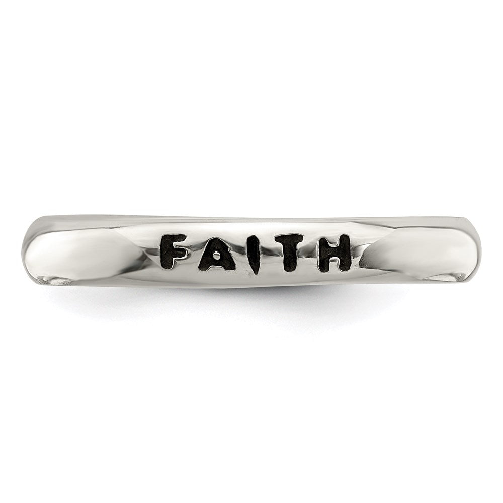 Sterling Silver Antiqued And Polished Faith Ring (Size 8 Only)