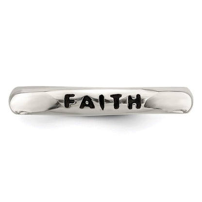 Sterling Silver Antiqued And Polished Faith Ring (Size 8 Only)