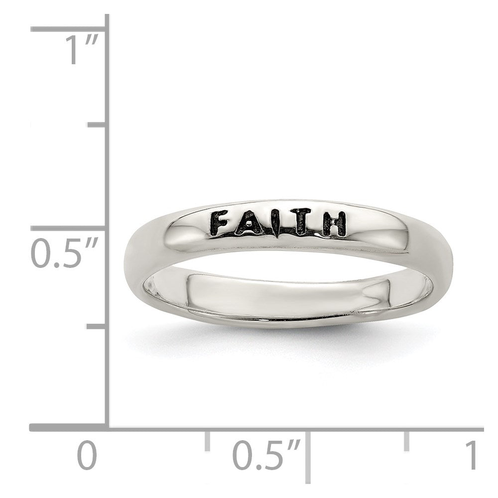 Sterling Silver Antiqued And Polished Faith Ring (Size 8 Only)