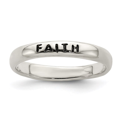 Sterling Silver Antiqued And Polished Faith Ring (Size 8 Only)