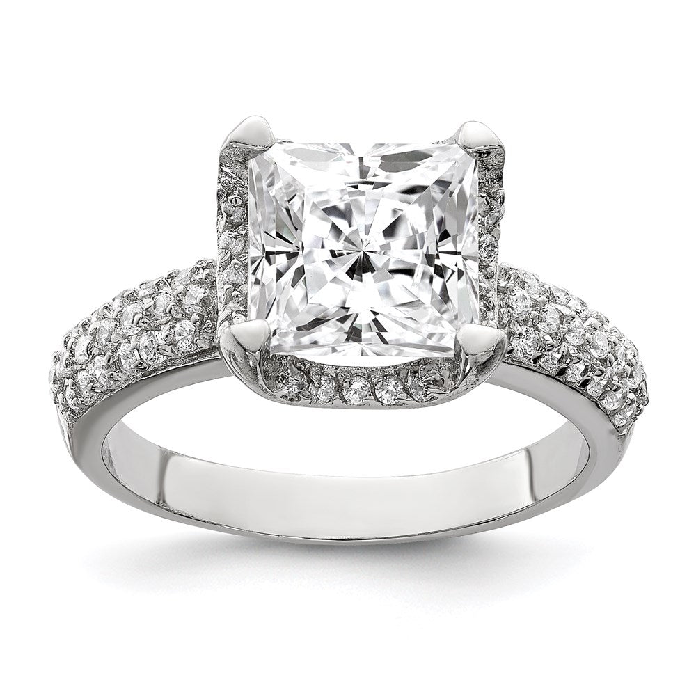 Sterling Silver Square Cz Ring (Size 8 Only)
