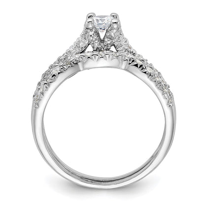 Sterling Silver Rhodium Plated 2 Piece Cz Wedding Set Ring (Size 6 Only)