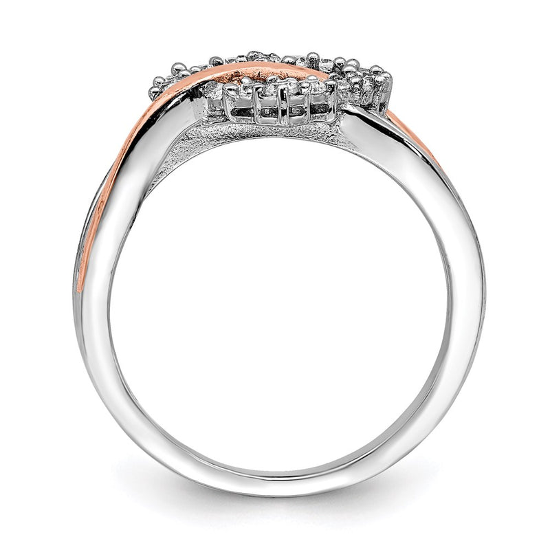Sterling Silver And Vermeil Polished Cz Heart Ring
