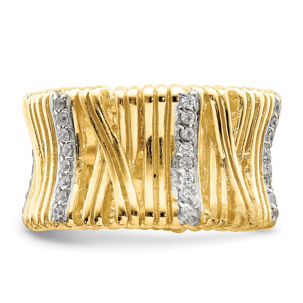 Sterling Silver & Vermeil Cz Wrapped Look Ring (Size 6 Only)