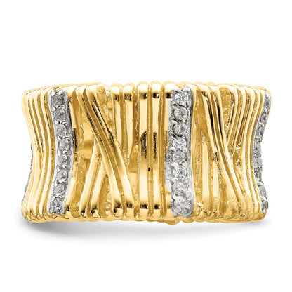 Sterling Silver & Vermeil Cz Wrapped Look Ring (Size 6 Only)