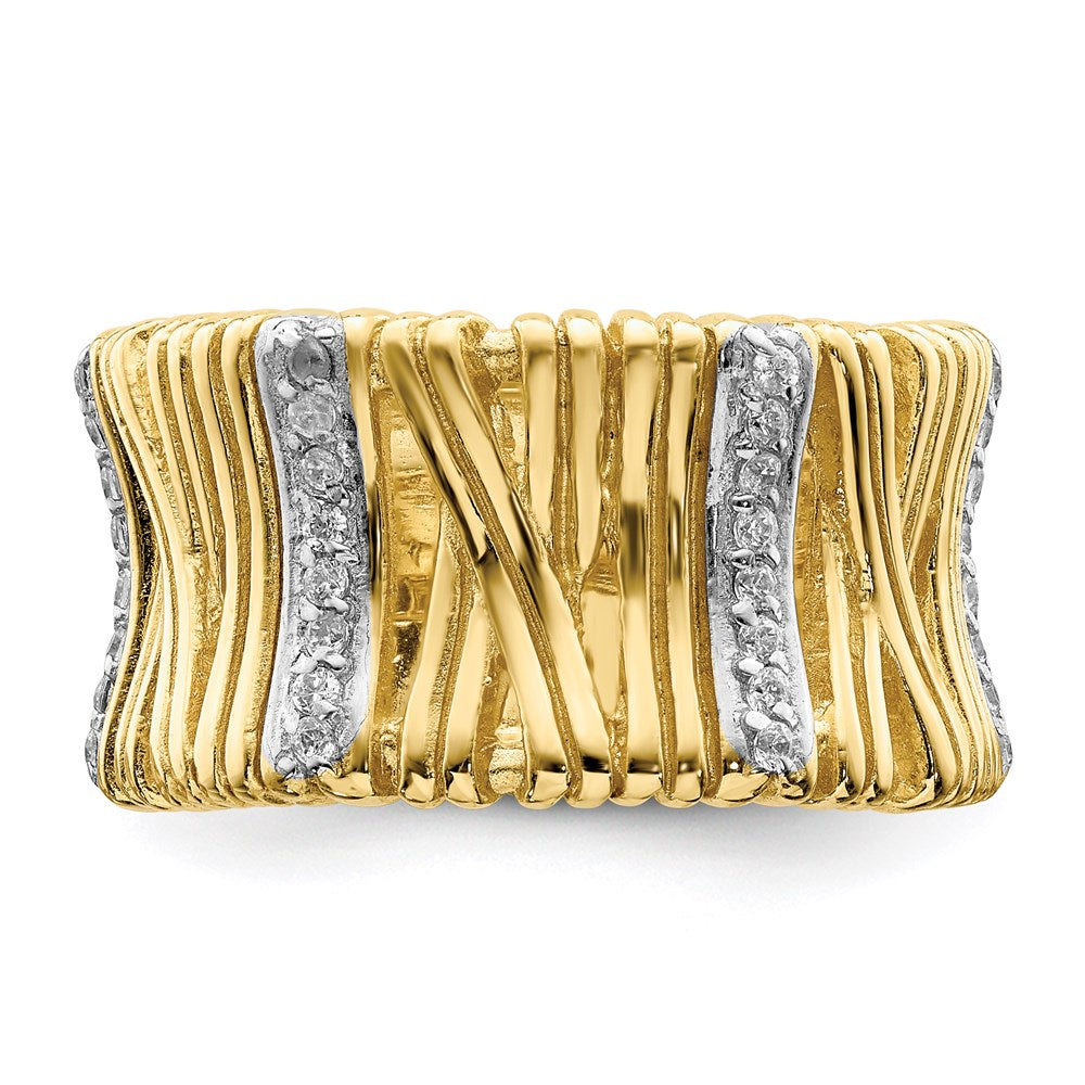 Sterling Silver & Vermeil Cz Wrapped Look Ring (Size 6 Only)