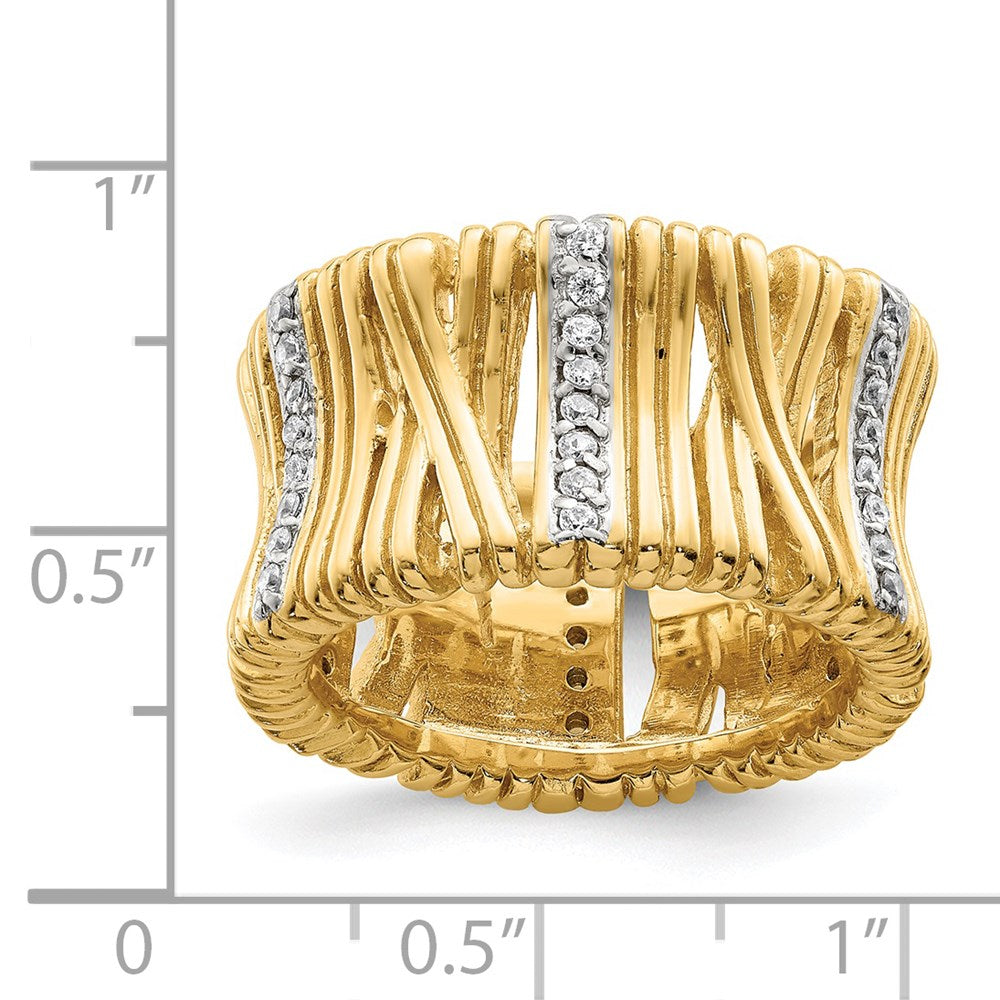 Sterling Silver & Vermeil Cz Wrapped Look Ring (Size 6 Only)