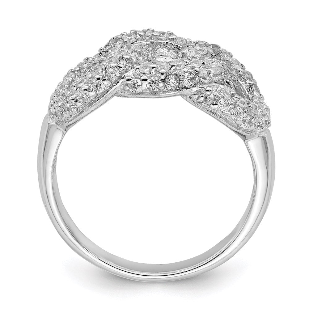 Sterling Silver Polished Three Interlocking Cz Circles Ring (Size 7 Only)