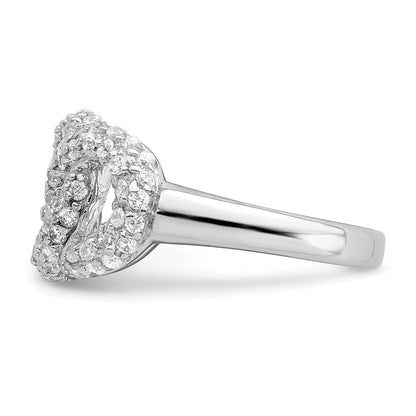 Sterling Silver Polished Three Interlocking Cz Circles Ring (Size 7 Only)