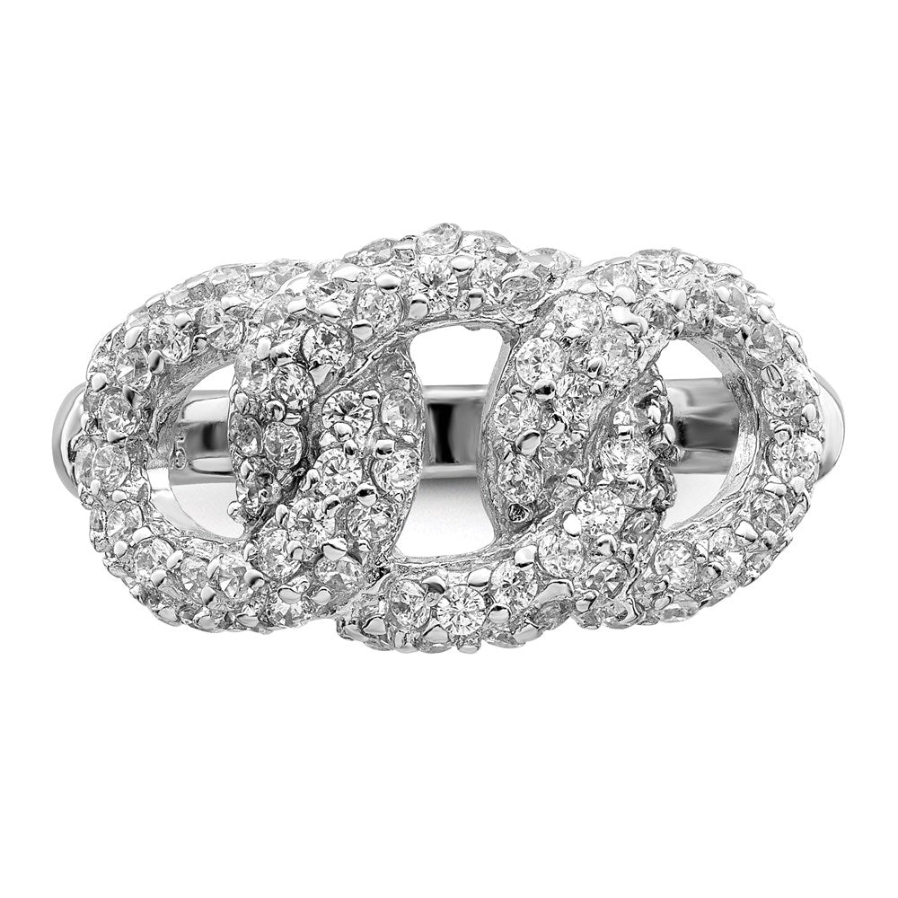 Sterling Silver Polished Three Interlocking Cz Circles Ring (Size 7 Only)