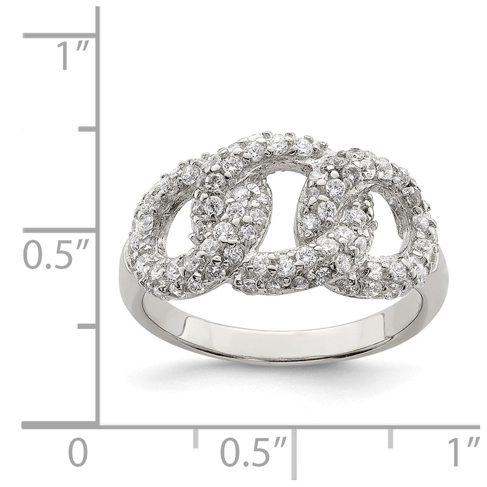 Sterling Silver Polished Three Interlocking Cz Circles Ring (Size 7 Only)