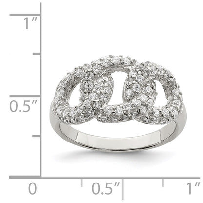 Sterling Silver Polished Three Interlocking Cz Circles Ring (Size 7 Only)