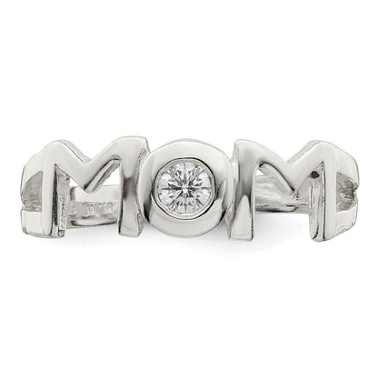 Sterling Silver & Cz Polished Mom Ring