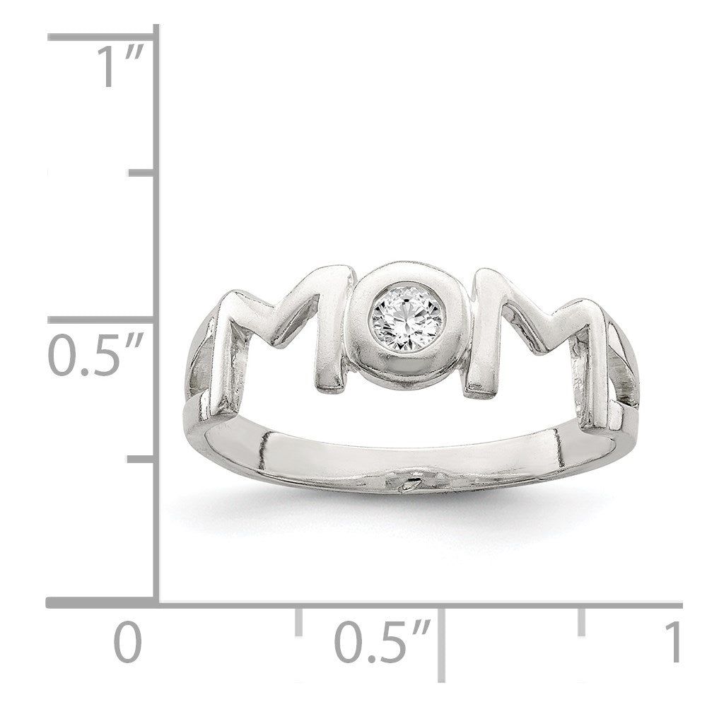 Sterling Silver & Cz Polished Mom Ring