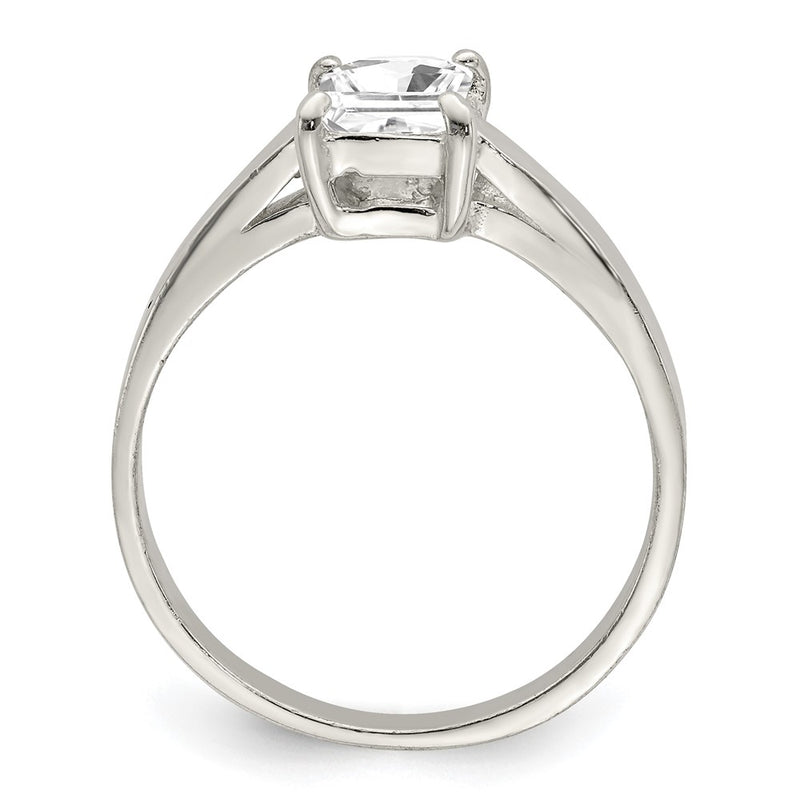Sterling Silver Solitaire Emerald Cz Ring