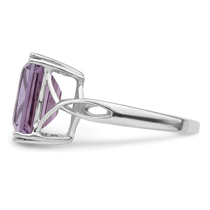 Sterling Silver Rhodium Plated Amethyst Ring