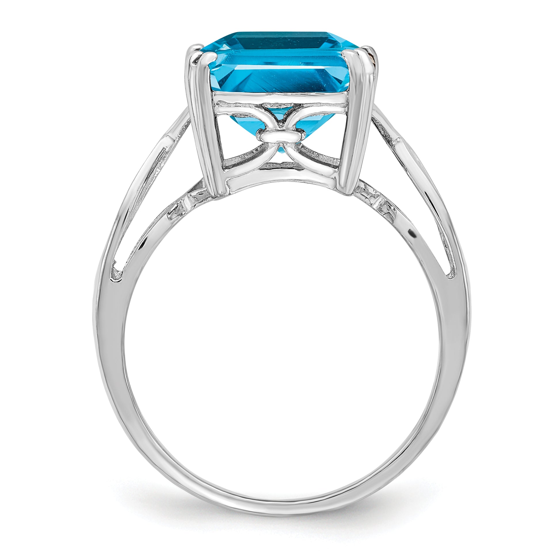 Sterling Silver Rhodium Blue Topaz Ring