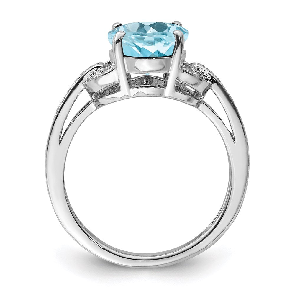 Sterling Silver Rhodium Diamond & Sky Blue Topaz Ring (Size 7 Only)