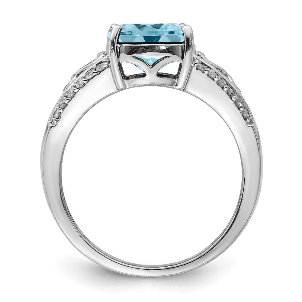 Sterling Silver Rhodium Diamond & Sky Blue Topaz Ring (Size 7 Only)