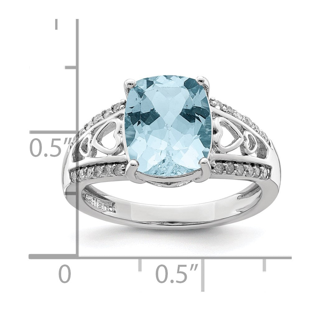 Sterling Silver Rhodium Diamond & Sky Blue Topaz Ring (Size 7 Only)