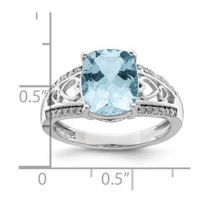 Sterling Silver Rhodium Diamond & Sky Blue Topaz Ring (Size 7 Only)