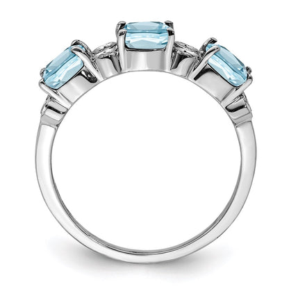 Sterling Silver Rhodium Diamond & Sky Blue Topaz Ring (Size 7 Only)