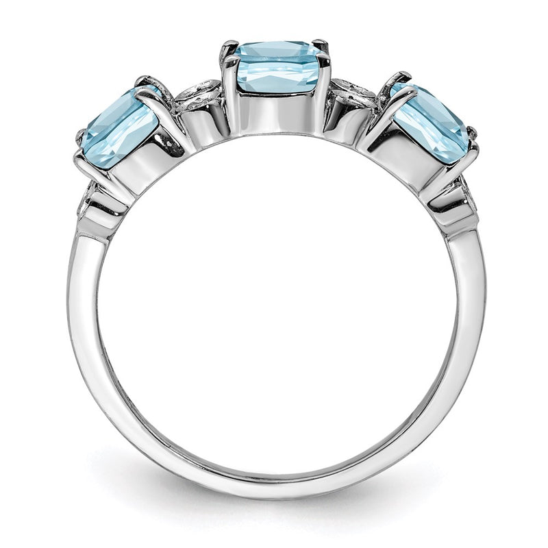 Sterling Silver Rhodium Diamond & Sky Blue Topaz Ring (Size 7 Only)