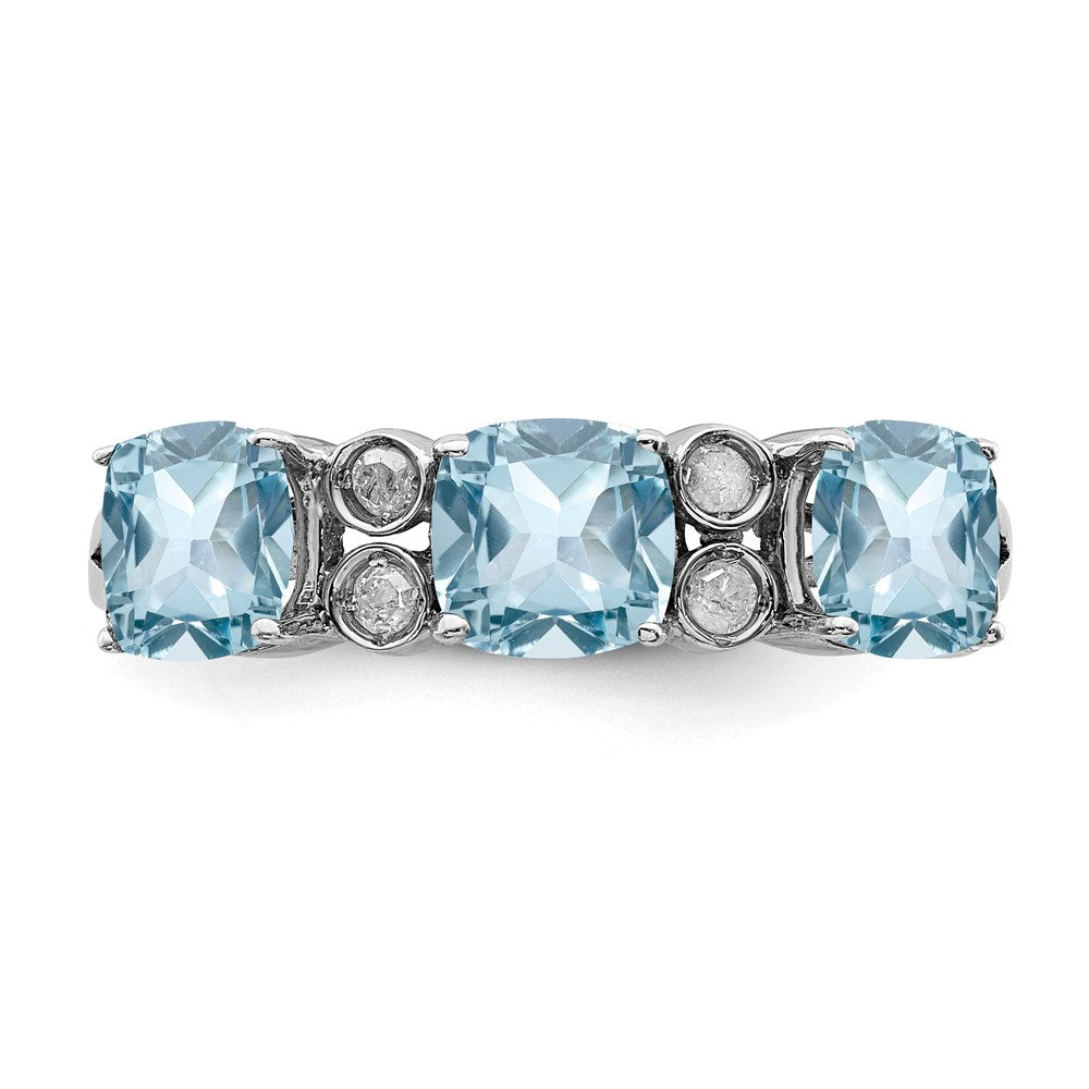 Sterling Silver Rhodium Diamond & Sky Blue Topaz Ring (Size 7 Only)