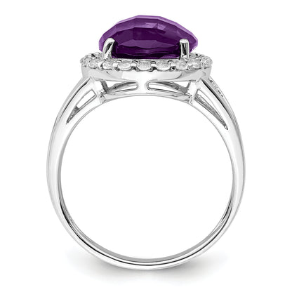 Sterling Silver Rhodium Plated Amethyst Ring