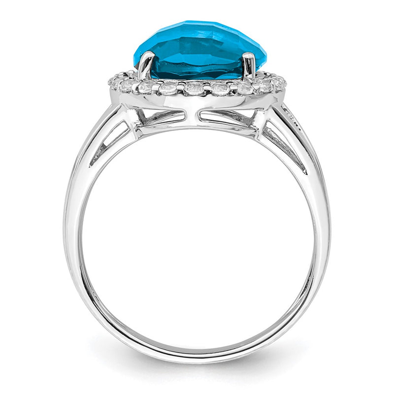 Sterling Silver Rhodium Blue & White Topaz Ring (Size 7 Only)
