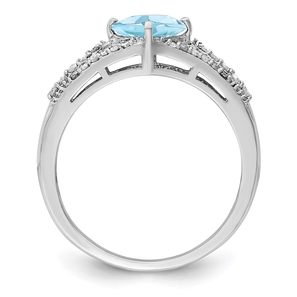 Sterling Silver Rhodium Diamond & Sky Blue Topaz Ring (Size 6 Only)