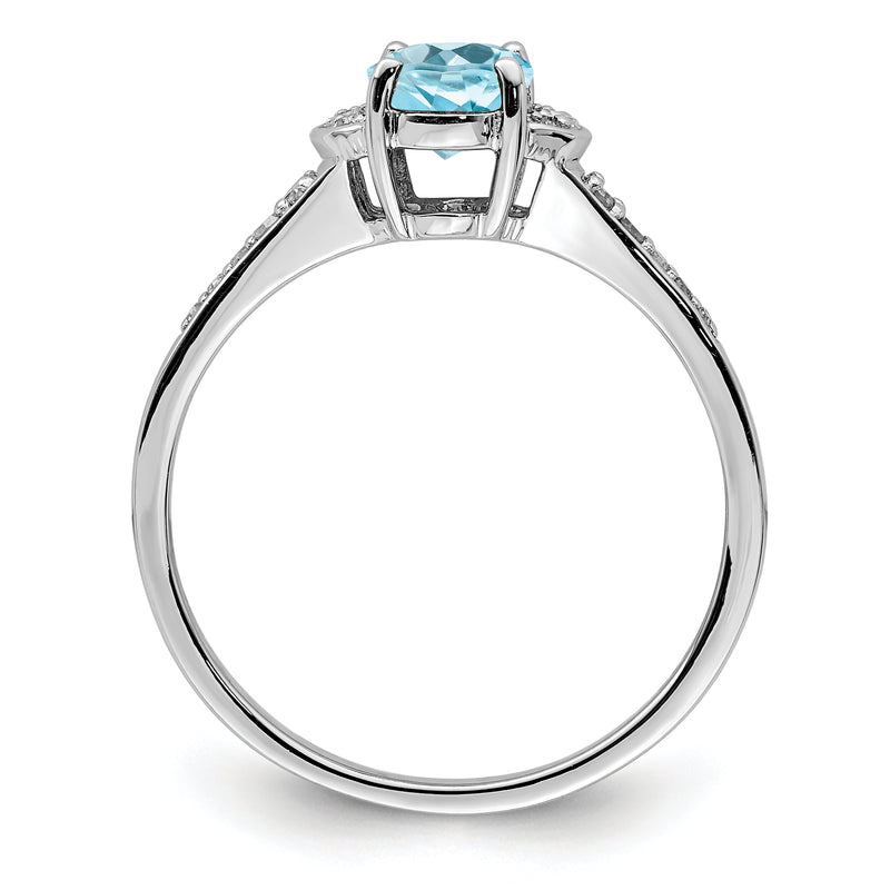 Sterling Silver Rhodium Diamond & Sky Blue Topaz Ring