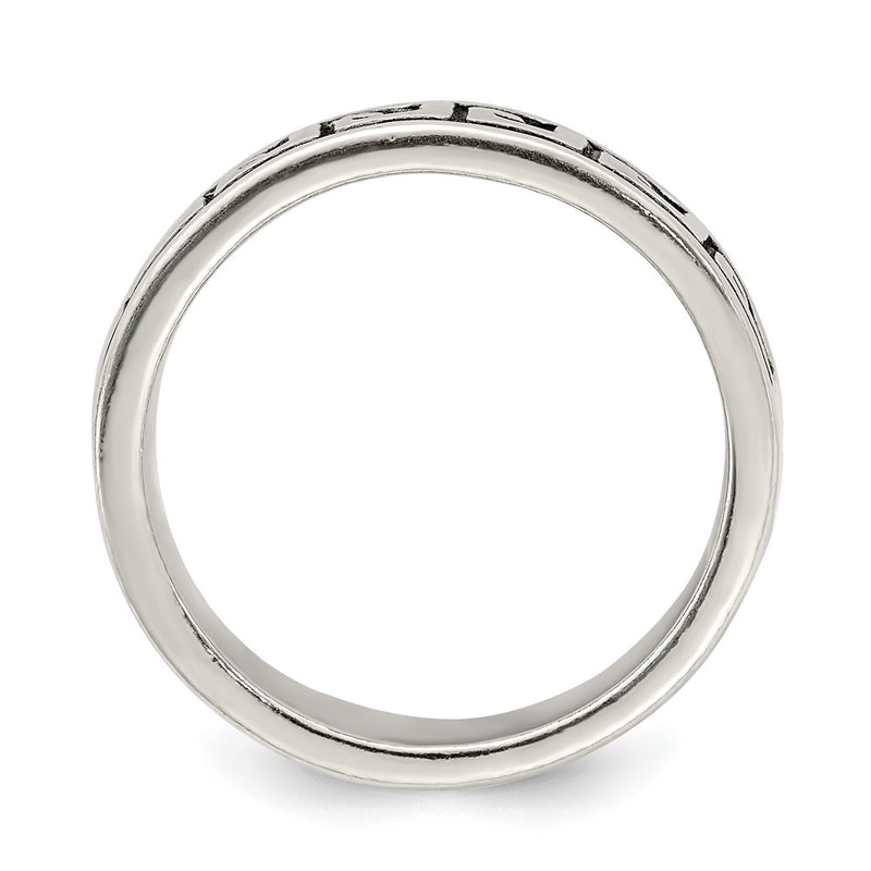 Sterling Silver Greek Key Antiqued Band