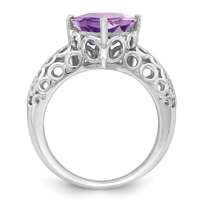Sterling Silver Rhodium Pink Quartz Ring (Size 7 Only)